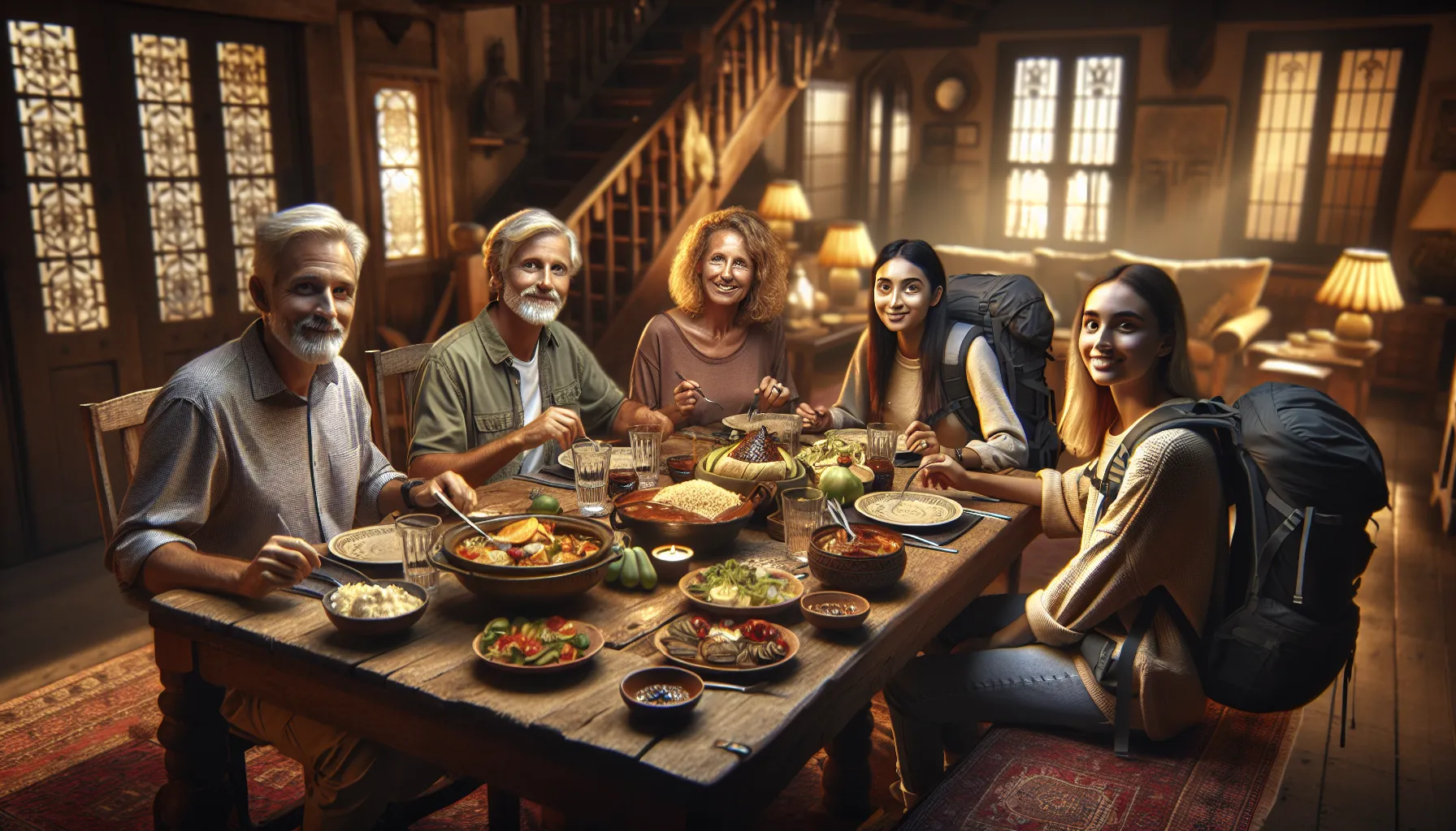 Dîner chaleureux avec une famille d'accueil