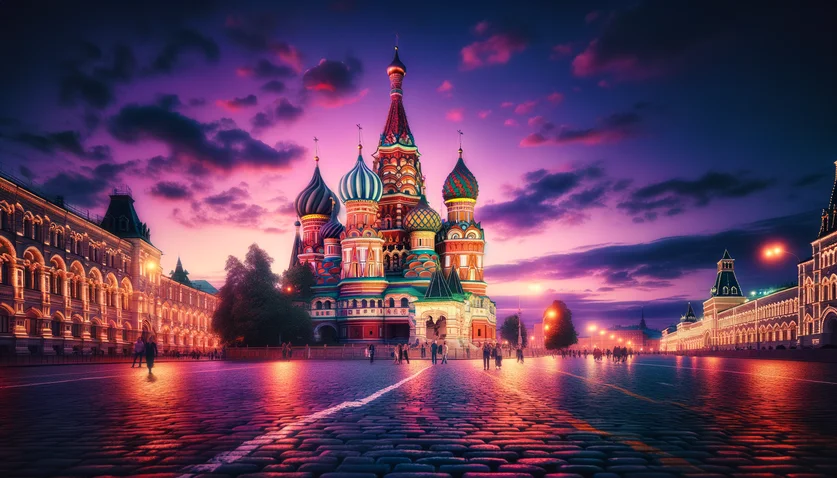 Cathédrale Saint-Basile sur la Place Rouge à Moscou au crépuscule