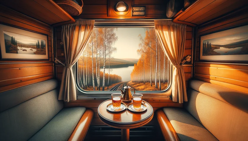 Vue depuis le Transsibérien traversant les paysages de Sibérie