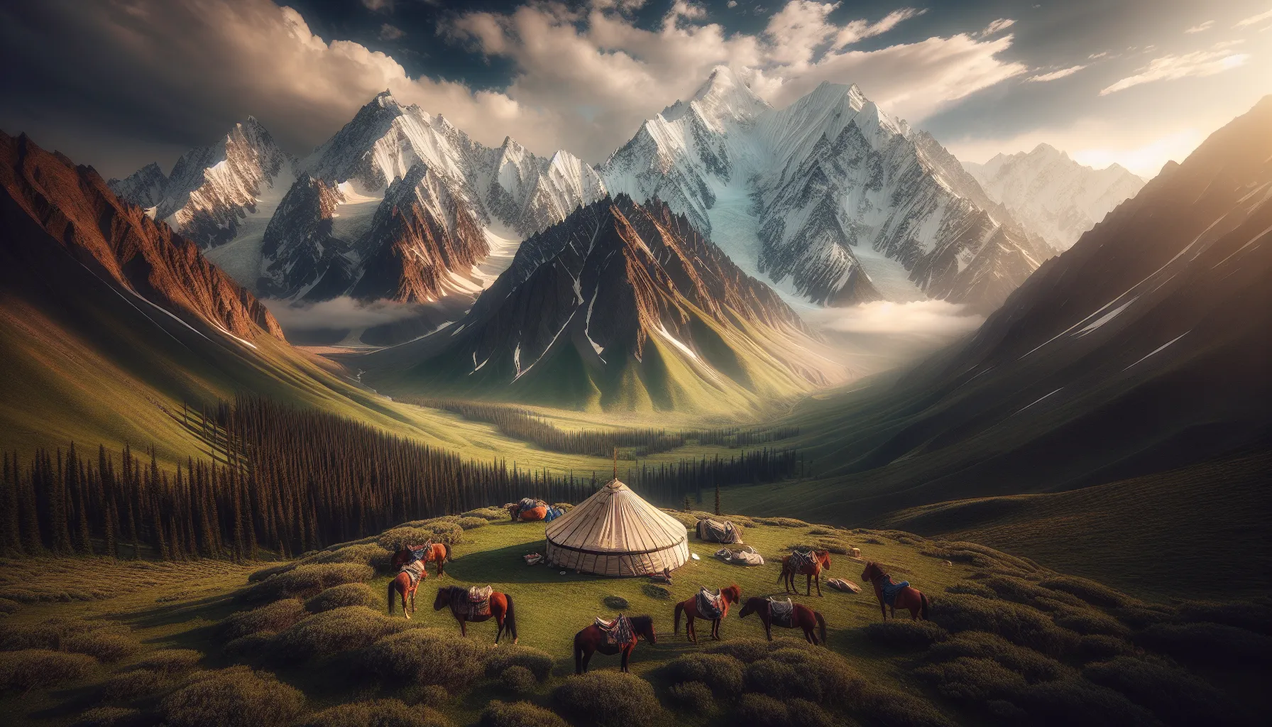 Yourte et montagnes du Kirghizistan