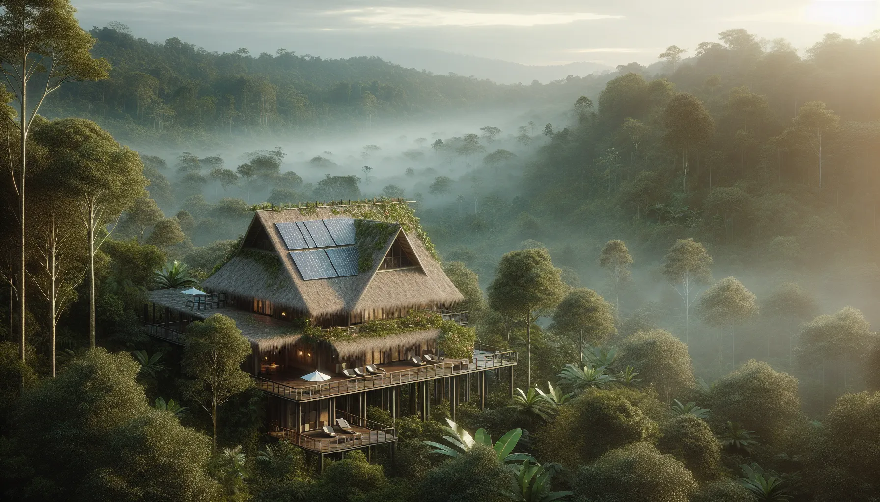 Éco-lodge en bois au milieu de la nature tropicale