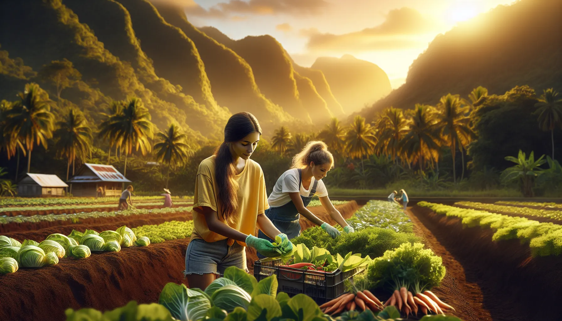 Woofeur travaillant dans une ferme biologique au lever du soleil