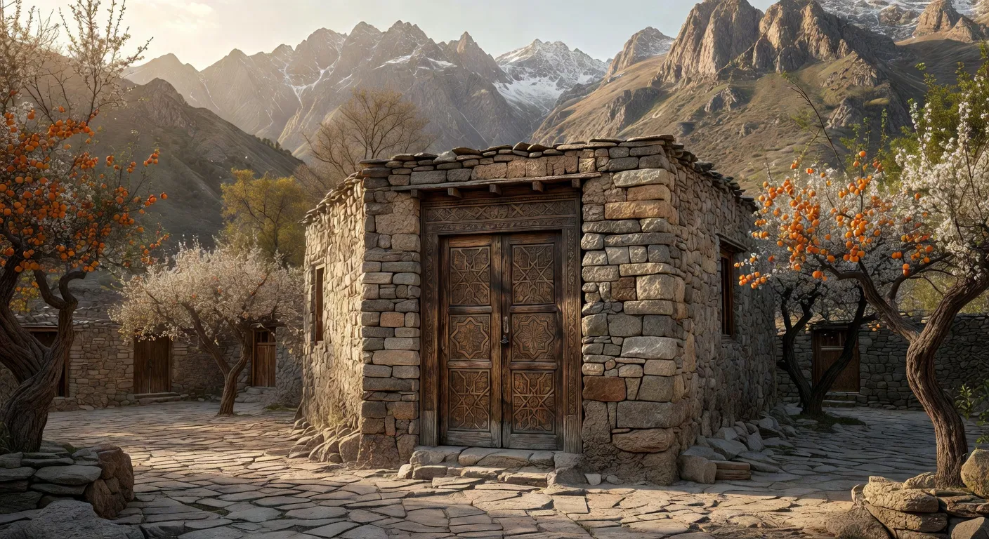 Famille pamirie accueillant des voyageurs dans une maison traditionnelle du Tadjikistan